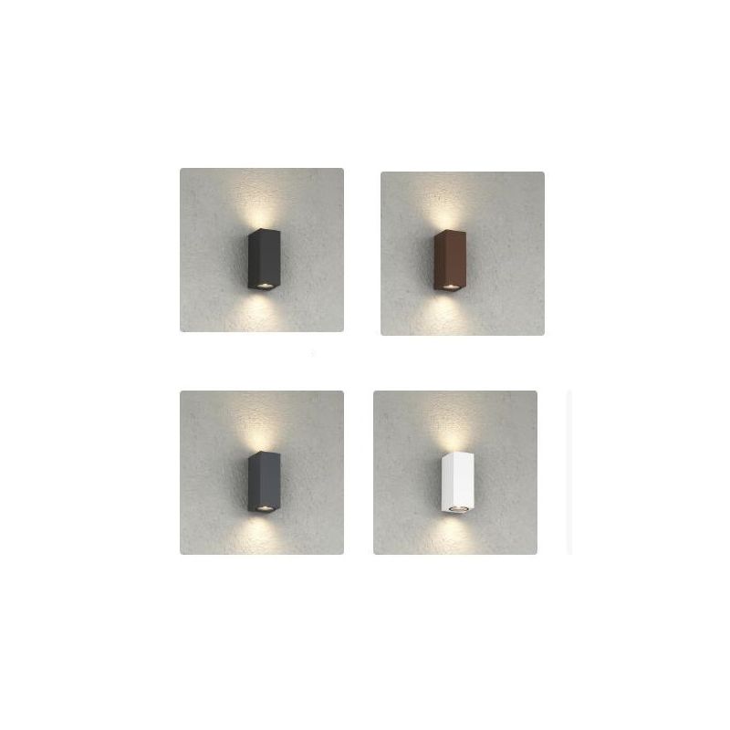 ATENE APPLIQUE SQUADRATA PER ESTERNI IP65 BIEMISSIONE ALLUMINIO 4 COLORI LAMPADINA ATTACCO GU10 MODERNA