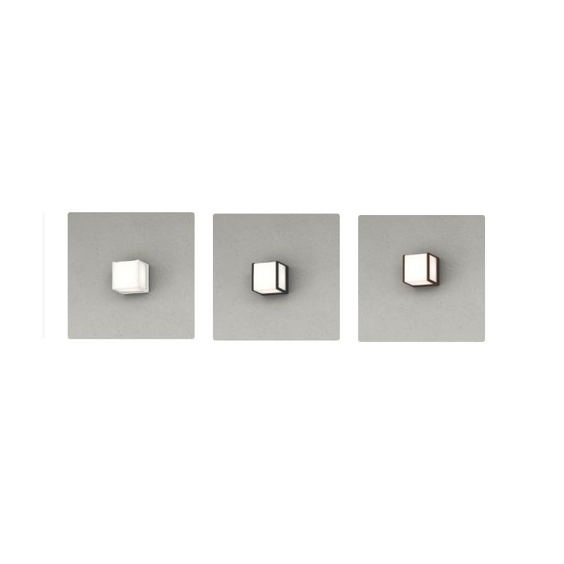 DUBAI APPLIQUE CUBO DA ESTERNI IP54 IN ALLUMINIO 3 COLORI DIFFUSORE BIANCO LAMPADINA ATTACCO GX53 SOSTITUIBILE