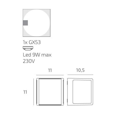 DUBAI APPLIQUE CUBO DA ESTERNI IP54 IN ALLUMINIO 3 COLORI DIFFUSORE BIANCO LAMPADINA ATTACCO GX53 SOSTITUIBILE