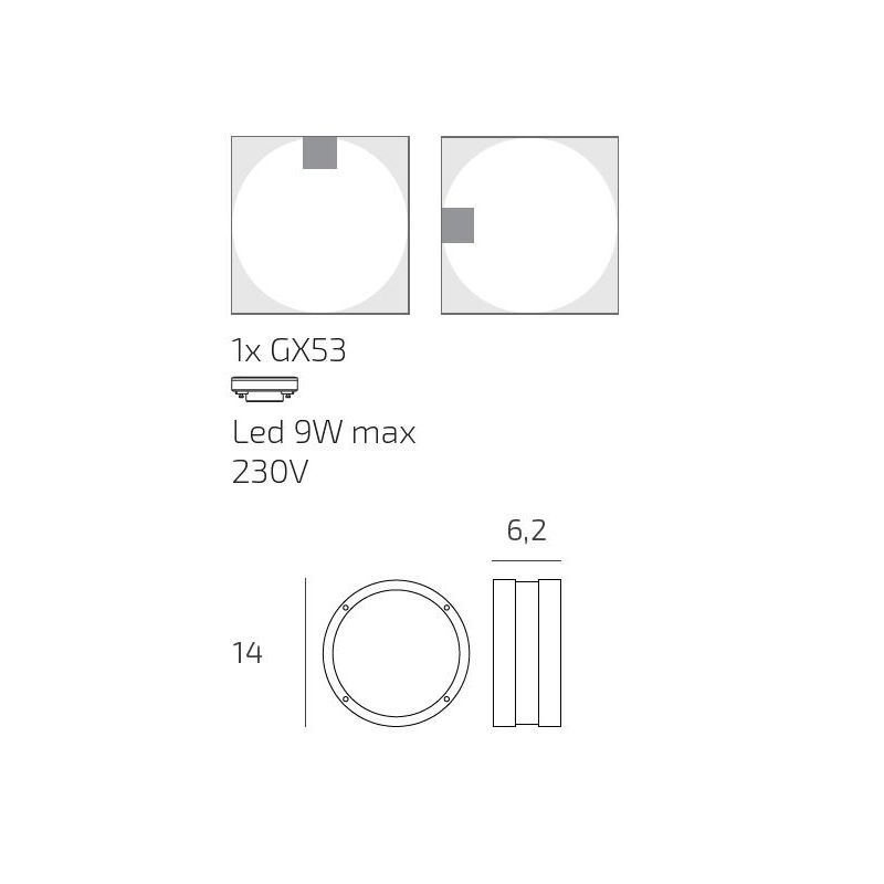 SOHO PLAFONIERA APPLIQUE D14 CM IN ALLUMINIO 3 COLORI ROTONDA LAMPADINA GX53 SOSTITUIBILE MODERNA