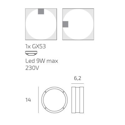 SOHO PLAFONIERA APPLIQUE D14 CM IN ALLUMINIO 3 COLORI ROTONDA LAMPADINA GX53 SOSTITUIBILE MODERNA