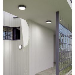 BAKU PLAFONIERA APPLIQUE ROTONDA D28 CM IN ALLUMINIO 3 COLORI IP54 LAMPADINE GX53 SOSTITUIBILI MODERNA 2