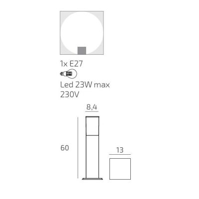 NIZZA PALO DA GIARDINO IN 2 MISURE IP44 IN ALLUMINIO 3 COLORI CON DIFFUSORE BIANCO LAMPADINA ATTACCO E27