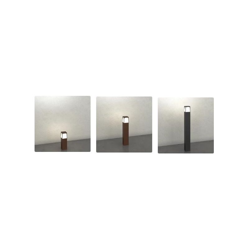 YORK PALO DA GIARDINO IN 3 MISURE IP54 IN ALLUMINIO ANTRACITE E CORTEN DIFFUSORE BIANCO LAMPADINA ATTACCO E27