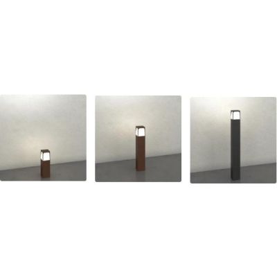 YORK PALO DA GIARDINO IN 3 MISURE IP54 IN ALLUMINIO ANTRACITE E CORTEN DIFFUSORE BIANCO LAMPADINA ATTACCO E27