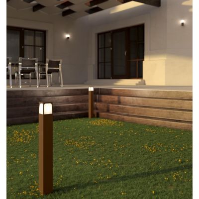 YORK PALO DA GIARDINO IN 3 MISURE IP54 IN ALLUMINIO ANTRACITE E CORTEN DIFFUSORE BIANCO LAMPADINA ATTACCO E27