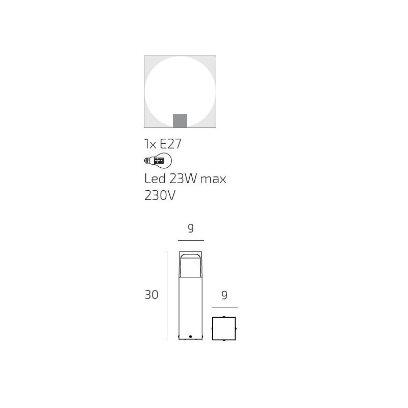 YORK PALO DA GIARDINO IN 3 MISURE IP54 IN ALLUMINIO ANTRACITE E CORTEN DIFFUSORE BIANCO LAMPADINA ATTACCO E27