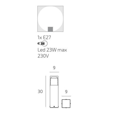 YORK PALO DA GIARDINO IN 3 MISURE IP54 IN ALLUMINIO ANTRACITE E CORTEN DIFFUSORE BIANCO LAMPADINA ATTACCO E27