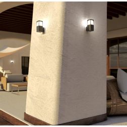 YORK APPLIQUE DA ESTERNO IP54 IN ALLUMINIO ANTRACITE E CORTEN DIFFUSORE BIANCO LAMPADINA ATTACCO E27 2