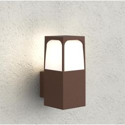 YORK APPLIQUE DA ESTERNO IP54 IN ALLUMINIO ANTRACITE E CORTEN DIFFUSORE BIANCO LAMPADINA ATTACCO E27