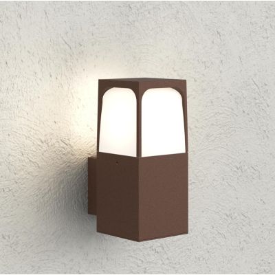 YORK APPLIQUE DA ESTERNO IP54 IN ALLUMINIO ANTRACITE E CORTEN DIFFUSORE BIANCO LAMPADINA ATTACCO E27