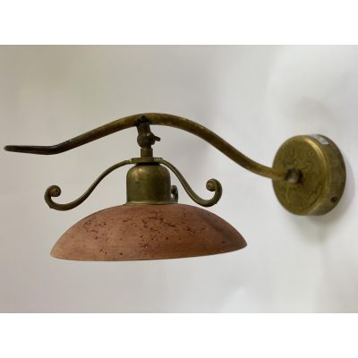 ANTICO TOSCANO APPLIQUE CON SNODO IN OTTONE E PIATTO DIAMETRO 20 IN TERRACOTTA ROSSA CRISTALENSI OTTONE - Cristalensi Shop Onlin