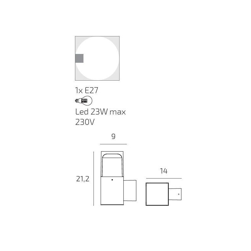 YORK APPLIQUE DA ESTERNO IP54 IN ALLUMINIO ANTRACITE E CORTEN DIFFUSORE BIANCO LAMPADINA ATTACCO E27