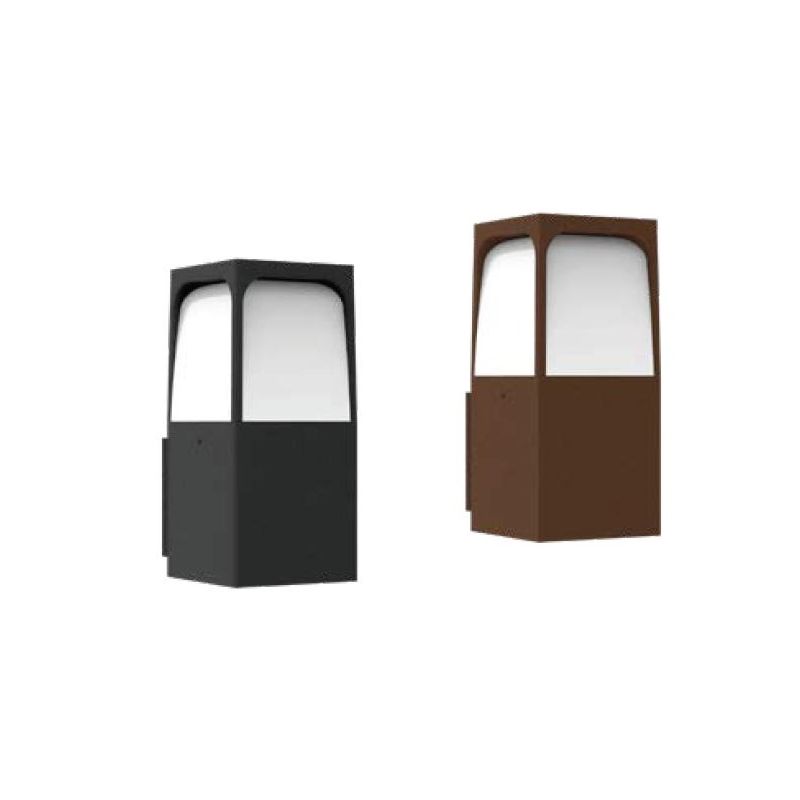 YORK APPLIQUE DA ESTERNO IP54 IN ALLUMINIO ANTRACITE E CORTEN DIFFUSORE BIANCO LAMPADINA ATTACCO E27