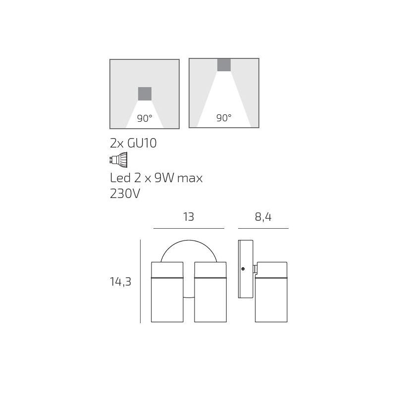 OSLO FARETTO ORIENTABILE 2 LUCI DA ESTERNO IP65 IN ALLUMINIO ANTRACITE LAMPADINE ATTACCO GU10 DESIGN MODERNO