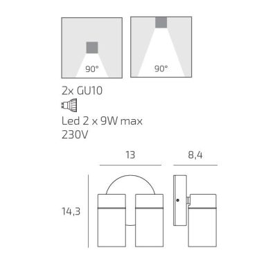 OSLO FARETTO ORIENTABILE 2 LUCI DA ESTERNO IP65 IN ALLUMINIO ANTRACITE LAMPADINE ATTACCO GU10 DESIGN MODERNO