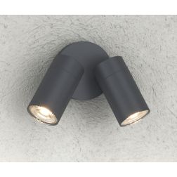 OSLO FARETTO ORIENTABILE 2 LUCI DA ESTERNO IP65 IN ALLUMINIO ANTRACITE LAMPADINE ATTACCO GU10 DESIGN MODERNO