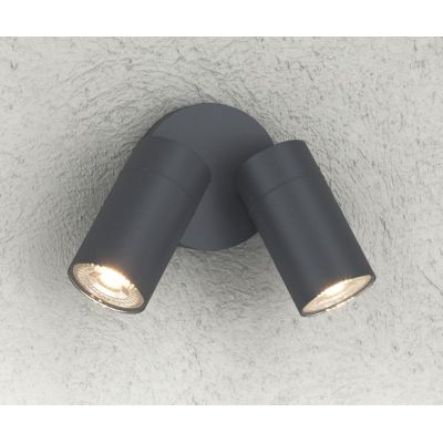 OSLO FARETTO ORIENTABILE 2 LUCI DA ESTERNO IP65 IN ALLUMINIO ANTRACITE LAMPADINE ATTACCO GU10 DESIGN MODERNO