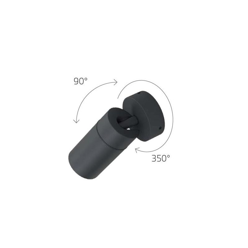 OSLO PALO DA GIARDINO CON 1 LUCE ORIENTABILE ALLUMINIO ANTRACITE IP65 LAMPADINA GU10 DESIGN MODERNO