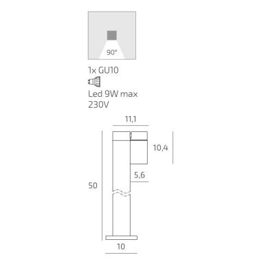 OSLO PALO DA GIARDINO CON 1 LUCE ORIENTABILE ALLUMINIO ANTRACITE IP65 LAMPADINA GU10 DESIGN MODERNO