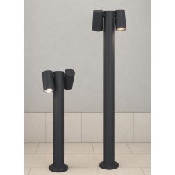 OSLO PALO DA GIARDINO CON 2 LUCI ORIENTABILI IN ALLUMINIO ANTRACITE IP65 LAMPADINE GU10 DESIGN MODERNO
