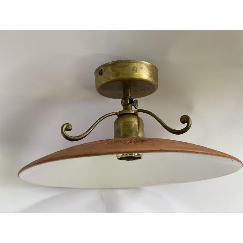 ANTICO TOSCANO PLAFONIERA CON PIATTO DIAMETRO 40 CM E MONTATURA IN OTTONE CRISTALENSI OTTONE - Cristalensi Shop Online