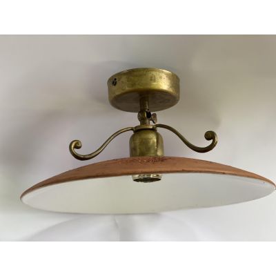 ANTICO TOSCANO PLAFONIERA CON PIATTO DIAMETRO 40 CM E MONTATURA IN OTTONE CRISTALENSI OTTONE - Cristalensi Shop Online