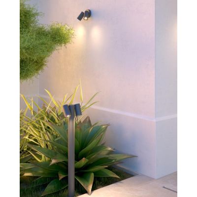 OSLO PALO DA GIARDINO CON 2 LUCI ORIENTABILI IN ALLUMINIO ANTRACITE IP65 LAMPADINE GU10 DESIGN MODERNO