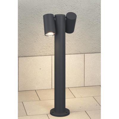 OSLO PALO DA GIARDINO CON 2 LUCI ORIENTABILI IN ALLUMINIO ANTRACITE IP65 LAMPADINE GU10 DESIGN MODERNO