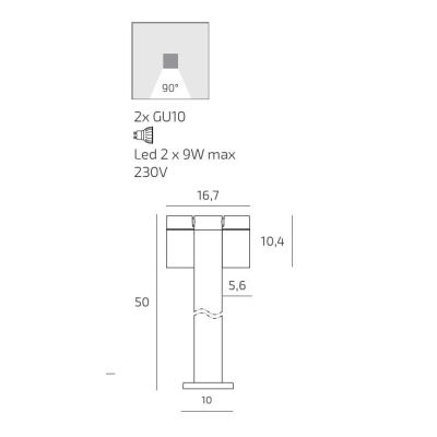 OSLO PALO DA GIARDINO CON 2 LUCI ORIENTABILI IN ALLUMINIO ANTRACITE IP65 LAMPADINE GU10 DESIGN MODERNO