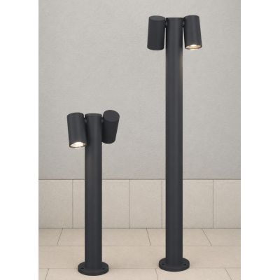 OSLO PALO DA GIARDINO CON 2 LUCI ORIENTABILI IN ALLUMINIO ANTRACITE IP65 LAMPADINE GU10 DESIGN MODERNO