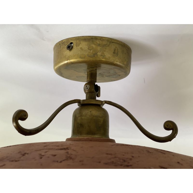 ANTICO TOSCANO PLAFONIERA CON PIATTO DIAMETRO 40 CM E MONTATURA IN OTTONE CRISTALENSI OTTONE - Cristalensi Shop Online