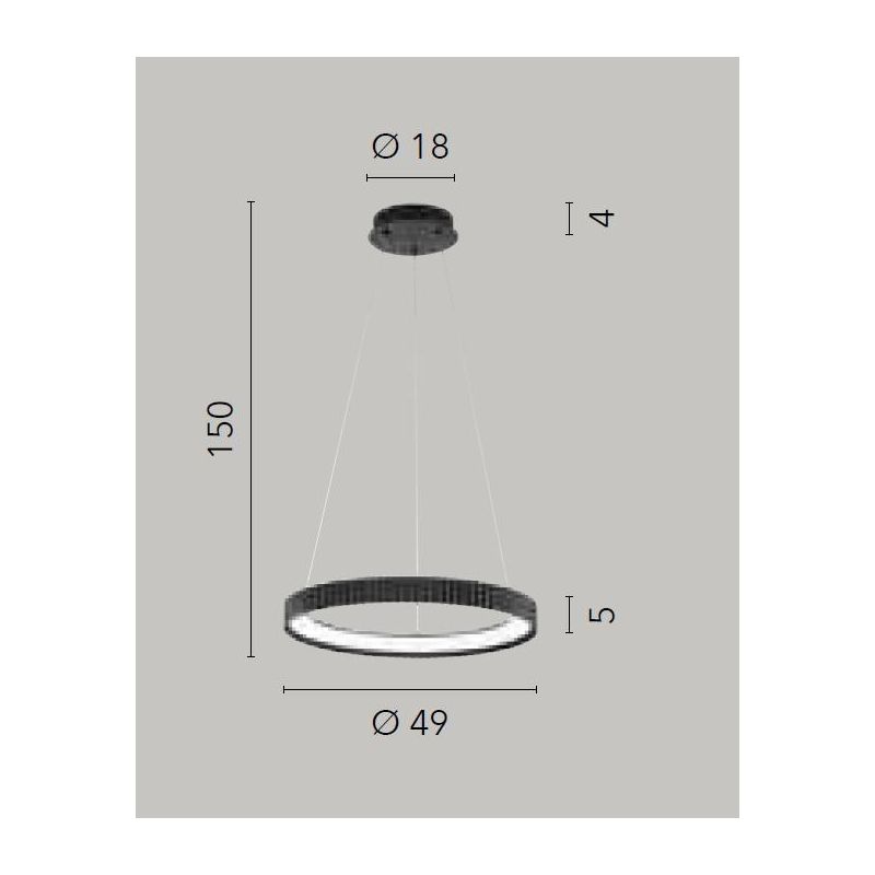 NIKE SOSPENSIONE CON ANELLO RIGATO D49 CM METALLO BIANCO,NERO,ORO LED 40W LUCE CCT 2700K-3000K-4000K