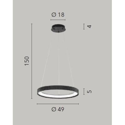NIKE SOSPENSIONE CON ANELLO RIGATO D49 CM METALLO BIANCO,NERO,ORO LED 40W LUCE CCT 2700K-3000K-4000K