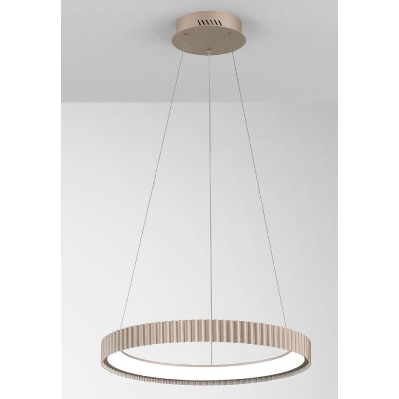 NIKE SOSPENSIONE CON ANELLO RIGATO D49 CM METALLO BIANCO,NERO,ORO LED 40W LUCE CCT 2700K-3000K-4000K
