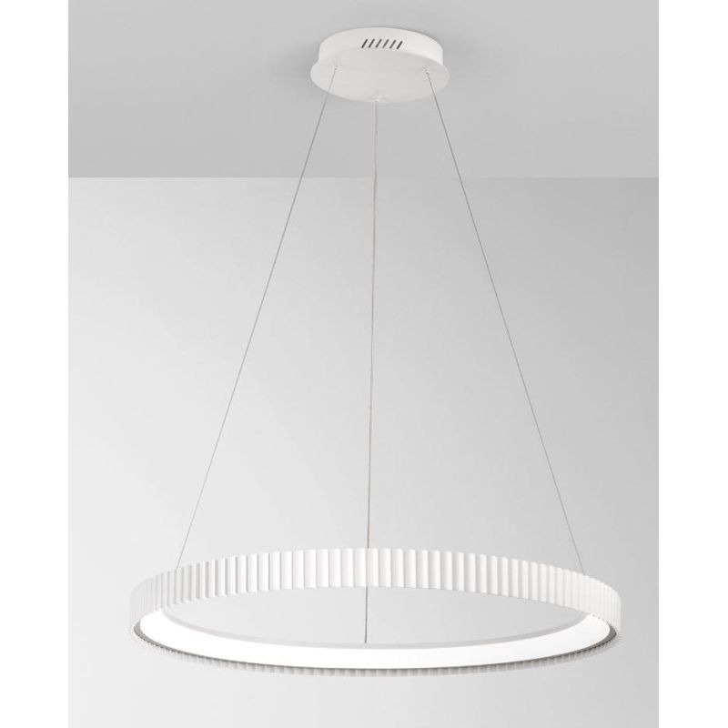 SOSPENSIONE CON ANELLO RIGATO D68 CM METALLO BIANCO,NERO,ORO LED 58W LUCE CCT 2700K-3000K-4000K