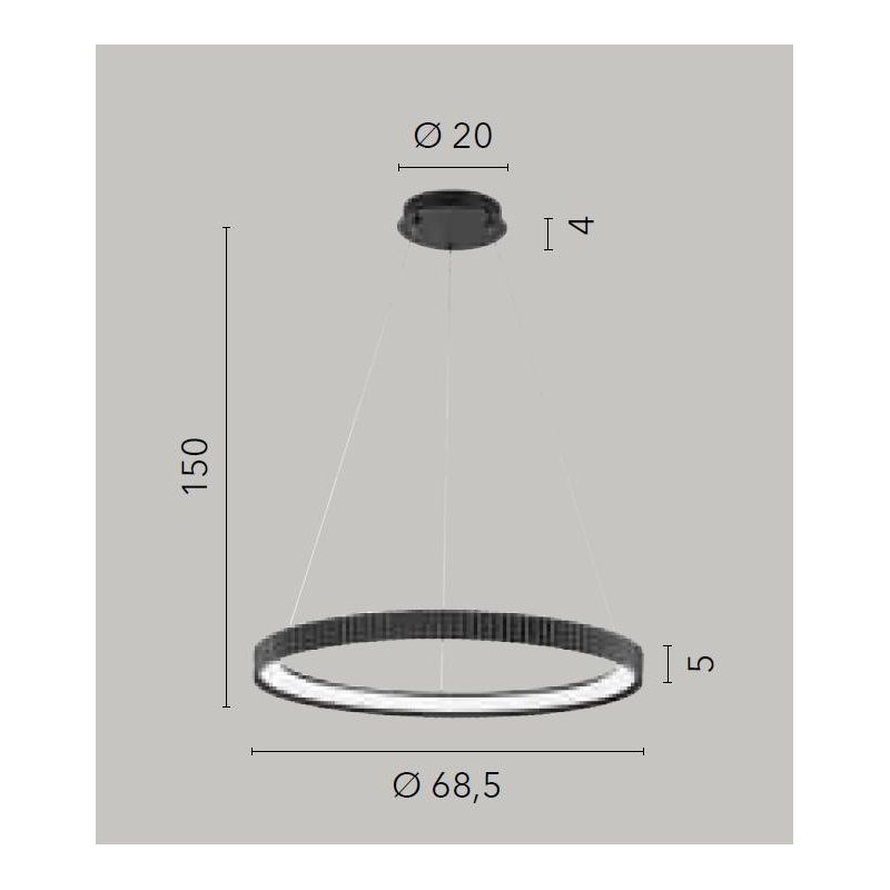 SOSPENSIONE CON ANELLO RIGATO D68 CM METALLO BIANCO,NERO,ORO LED 58W LUCE CCT 2700K-3000K-4000K