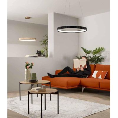 SOSPENSIONE CON ANELLO RIGATO D68 CM METALLO BIANCO,NERO,ORO LED 58W LUCE CCT 2700K-3000K-4000K