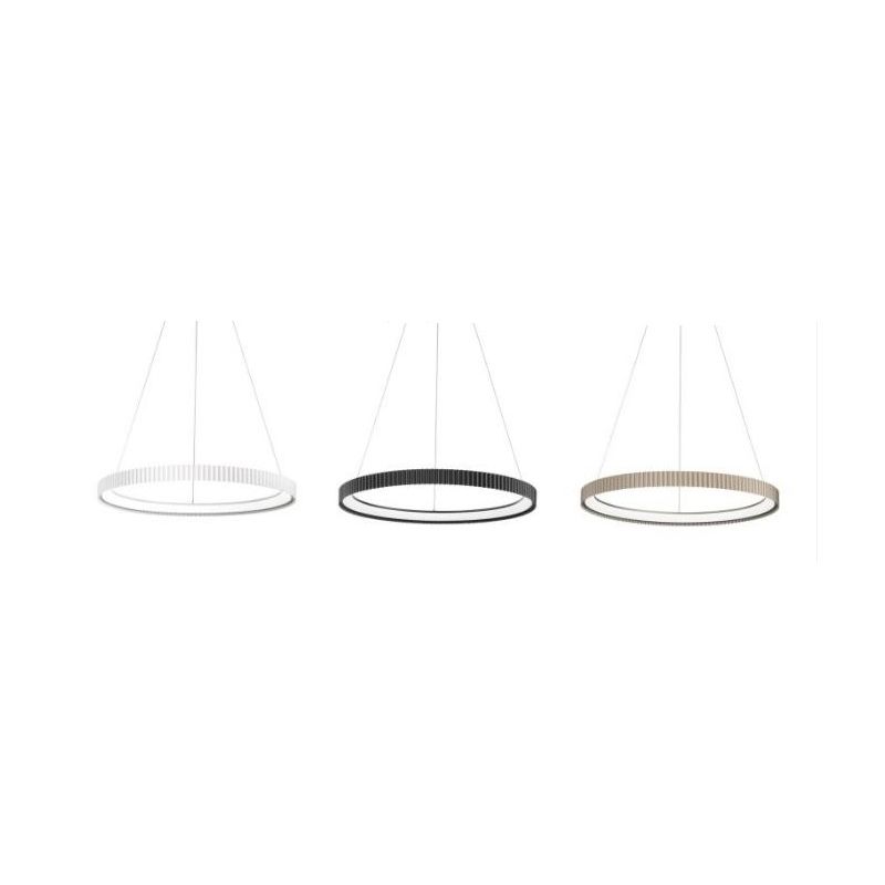 SOSPENSIONE CON ANELLO RIGATO D68 CM METALLO BIANCO,NERO,ORO LED 58W LUCE CCT 2700K-3000K-4000K