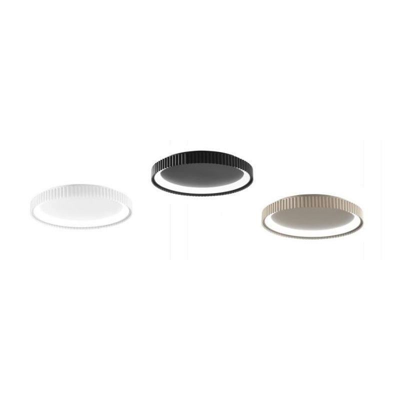 PLAFONIERA LED CON ANELLO RIGATO 2 MISURE IN METALLO BIANCO,NERO,ORO LUCE CCT 2700K-3000K-4000K