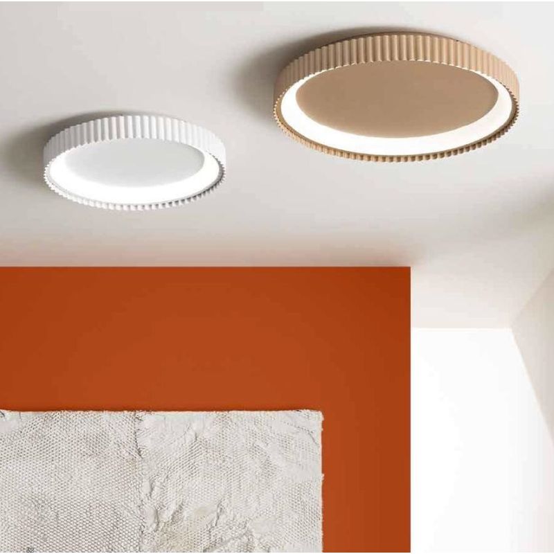 PLAFONIERA LED CON ANELLO RIGATO 2 MISURE IN METALLO BIANCO,NERO,ORO LUCE CCT 2700K-3000K-4000K