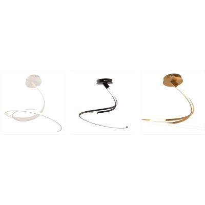 PLAFONIERA SINUOSA A LED 40W LUCE CCT 3000K-4000K-6500K METALLO 3 COLORI DESIGN MODERNO
