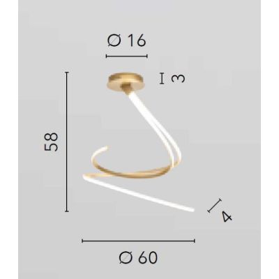 PLAFONIERA SINUOSA A LED 40W LUCE CCT 3000K-4000K-6500K METALLO 3 COLORI DESIGN MODERNO