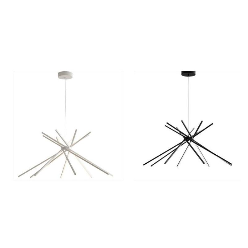 SHANGHAI LAMPADARIO D113 CM CON BACCHETTE IN METALLO BIANCO O NERO LED 56W LUCE 3000K-4000K MODERNO