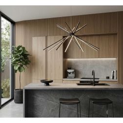 SHANGHAI LAMPADARIO D113 CM CON BACCHETTE IN METALLO BIANCO O NERO LED 56W LUCE 3000K-4000K MODERNO
