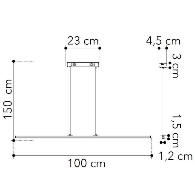 SOSPENSIONE LINEARE LUNGHEZZA 100 CM IN METALLO BIANCO O NERO LED 29W LUCE 3000K-4000K MODERNA