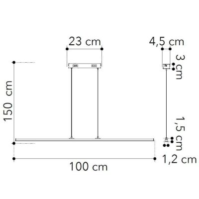 SOSPENSIONE LINEARE LUNGHEZZA 100 CM IN METALLO BIANCO O NERO LED 29W LUCE 3000K-4000K MODERNA