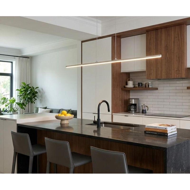 SOSPENSIONE LINEARE LUNGHEZZA 100 CM IN METALLO BIANCO O NERO LED 29W LUCE 3000K-4000K MODERNA