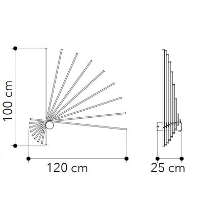 PLAFONIERA A VENTAGLIO IN METALLO BIANCO O NERO LED 66W LUCE 3000K-4000K BACCHETTE ORIENTABILI MODERNA