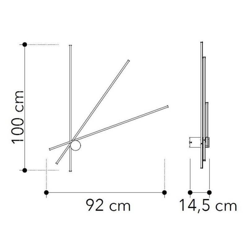 PLAFONIERA APPLIQUE IN METALLO BIANCO O NERO LED 27W LUCE 3000K-4000K CON 3 BACCHETTE ORIENTABILI MODERNA